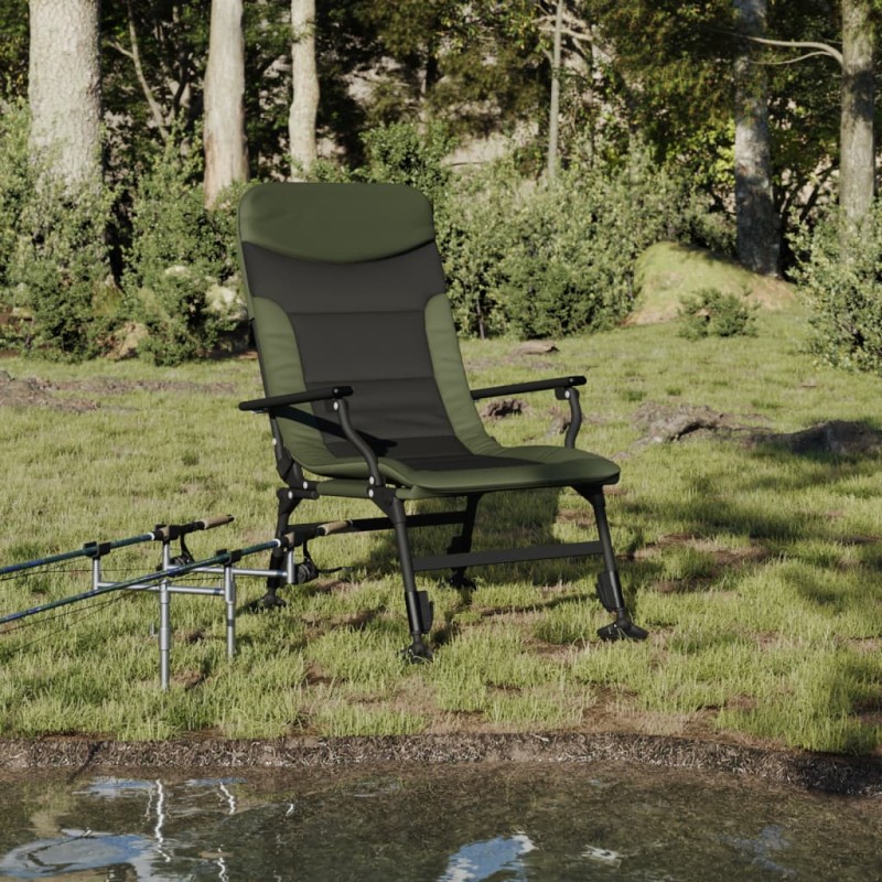 vidaXL Silla de pesca con reposabrazos plegable verde vidaXL Silla de pesca con reposabrazos plegable verde