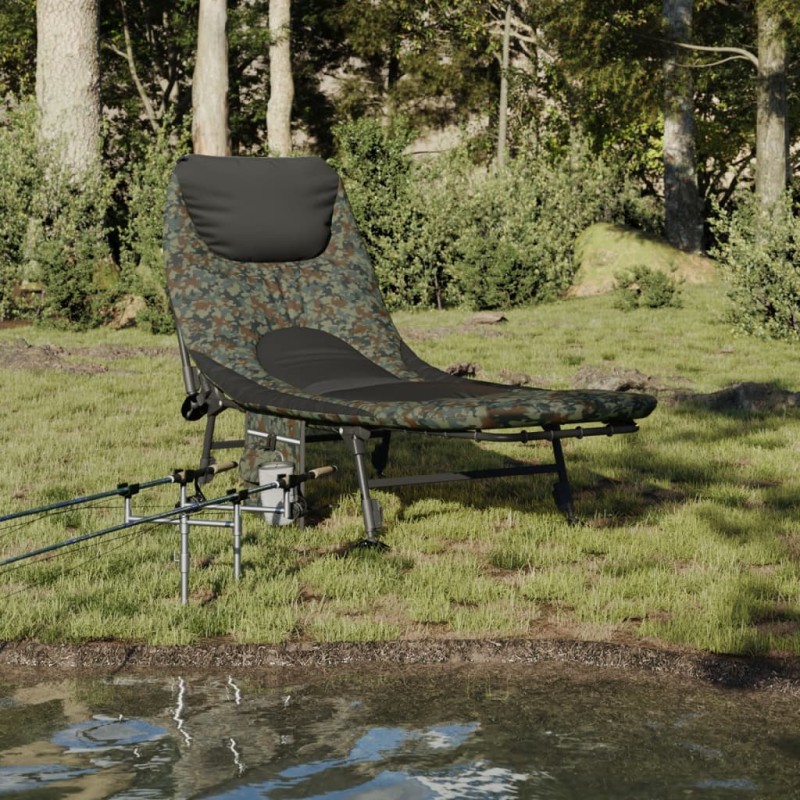 vidaXL Tumbona de pesca patas para barro ajustables plegable camuflaje vidaXL Tumbona de pesca patas para barro ajustables plegable camuflaje