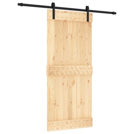 vidaXL Puerta corredera con herrajes madera maciza de pino 90x210 cm