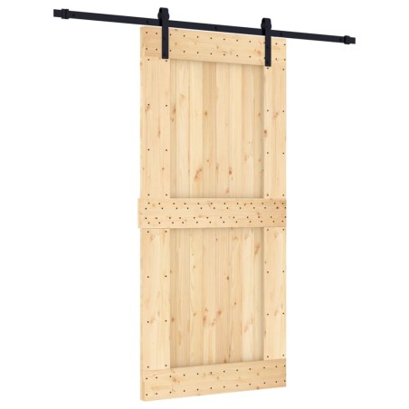 vidaXL Puerta corredera con herrajes madera maciza de pino 95x210 cm