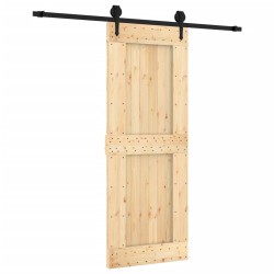 vidaXL Puerta corredera con herrajes madera maciza de pino 80x210 cm
