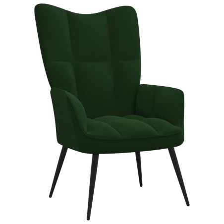 vidaXL Silla de relajación de terciopelo verde oscuro