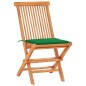 vidaXL Set de bistró 3 pzas con cojines verdes madera maciza teca vidaXL Set de bistró 3 pzas con cojines verdes madera maciza teca