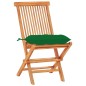 vidaXL Set de bistró 3 piezas madera maciza teca con cojines verdes vidaXL Set de bistró 3 piezas madera maciza teca con cojines verdes