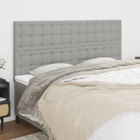 vidaXL Cabeceros 4 unidades de tela gris claro 80x5x78/88 cm