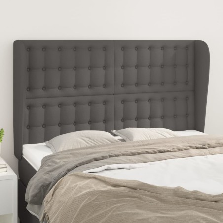 vidaXL Cabecero con orejas de cuero sintético gris 147x23x118/128cm