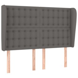 vidaXL Cabecero con orejas de cuero sintético gris 147x23x118/128cm