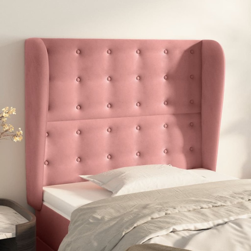 vidaXL Cabecero con orejas de terciopelo rosa 83x23x118/128 cm
