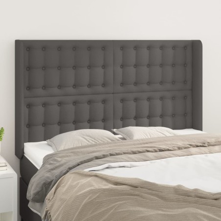vidaXL Cabecero con orejas cuero sintético gris 147x16x118/128cm