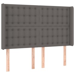 vidaXL Cabecero con orejas cuero sintético gris 147x16x118/128cm