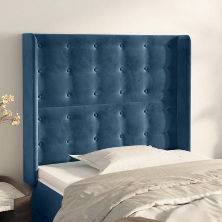 vidaXL Cabecero con orejas de terciopelo azul oscuro 83x16x118/128 cm
