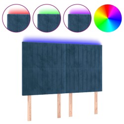 vidaXL Cabecero con luces LED terciopelo azul oscuro 144x5x118/128 cm