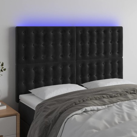 vidaXL Cabecero con luces LED terciopelo negro 144x5x118/128 cm