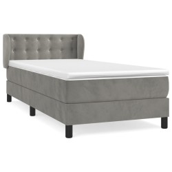 vidaXL Cama box spring con colchón terciopelo gris claro 100x200 cm