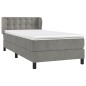 vidaXL Cama box spring con colchón terciopelo gris claro 100x200 cm vidaXL Cama box spring con colchón terciopelo gris claro 100x200 cm