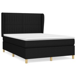 vidaXL Cama box spring con colchón tela negro 140x190 cm