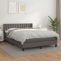vidaXL Cama box spring con colchón cuero sintético gris 140x190 cm vidaXL Cama box spring con colchón cuero sintético gris 140x190 cm