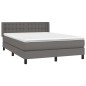 vidaXL Cama box spring con colchón cuero sintético gris 140x190 cm vidaXL Cama box spring con colchón cuero sintético gris 140x190 cm