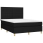 vidaXL Cama box spring colchón y luces LED tela negro 140x190 cm