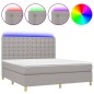vidaXL Cama box spring colchón y luces LED tela gris claro 160x200 cm vidaXL Cama box spring colchón y luces LED tela gris claro 160x200 cm