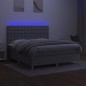 vidaXL Cama box spring colchón y luces LED tela gris claro 160x200 cm vidaXL Cama box spring colchón y luces LED tela gris claro 160x200 cm