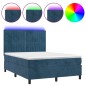 vidaXL Cama box spring colchón y LED terciopelo azul oscuro 140x200 cm vidaXL Cama box spring colchón y LED terciopelo azul oscuro 140x200 cm