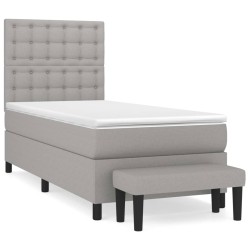 vidaXL Cama box spring con colchón tela gris claro 80x200 cm