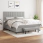 vidaXL Cama box spring con colchón tela gris claro 160x200 cm vidaXL Cama box spring con colchón tela gris claro 160x200 cm
