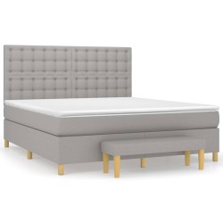 vidaXL Cama box spring con colchón tela gris claro 160x200 cm