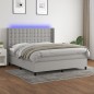 vidaXL Cama box spring colchón y luces LED tela gris claro 160x200 cm vidaXL Cama box spring colchón y luces LED tela gris claro 160x200 cm