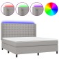 vidaXL Cama box spring colchón y luces LED tela gris claro 160x200 cm vidaXL Cama box spring colchón y luces LED tela gris claro 160x200 cm