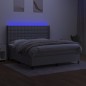 vidaXL Cama box spring colchón y luces LED tela gris claro 160x200 cm vidaXL Cama box spring colchón y luces LED tela gris claro 160x200 cm