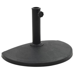 vidaXL Base de sombrilla de semicírculo de poliresina negra 9 kg