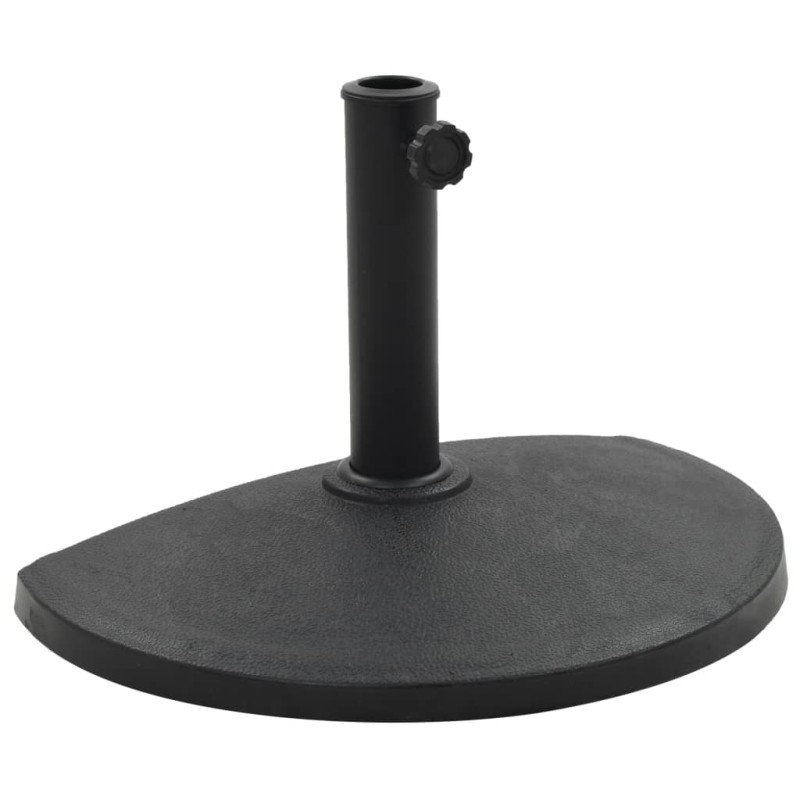 vidaXL Base de sombrilla de semicírculo de poliresina negra 9 kg