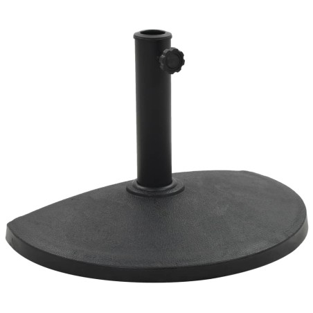vidaXL Base de sombrilla de semicírculo de poliresina negra 9 kg