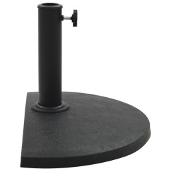 vidaXL Base de sombrilla de semicírculo de poliresina negra 9 kg