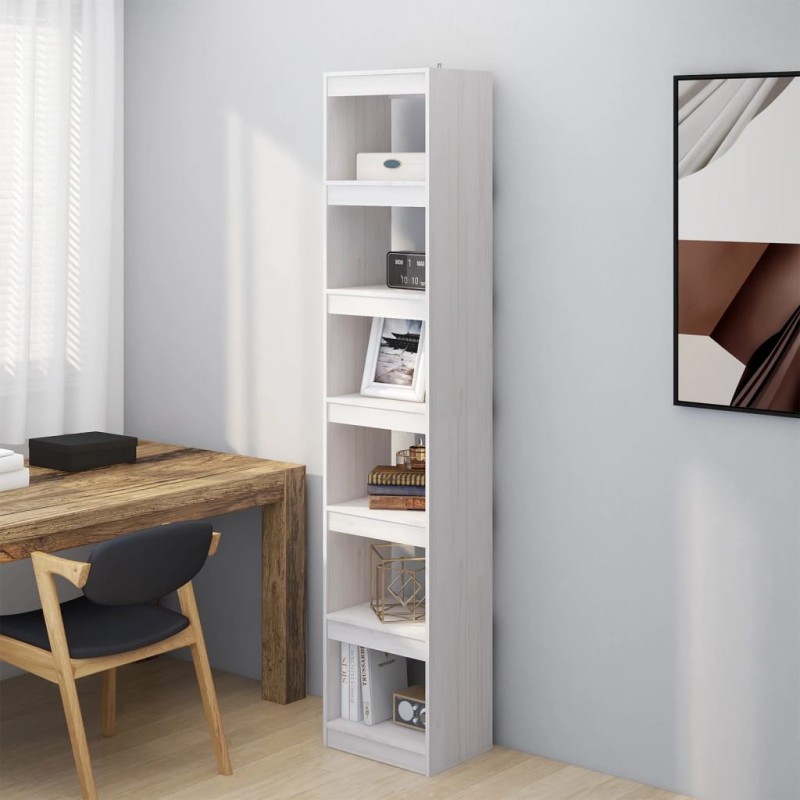 vidaXL Estantería/divisor de espacios madera pino blanco 40x30x199 cm vidaXL Estantería/divisor de espacios madera pino blanco 40x30x199 cm