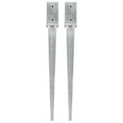 vidaXL Picas de tierra 2 unidades acero galvanizado plateado 7x7x75 cm