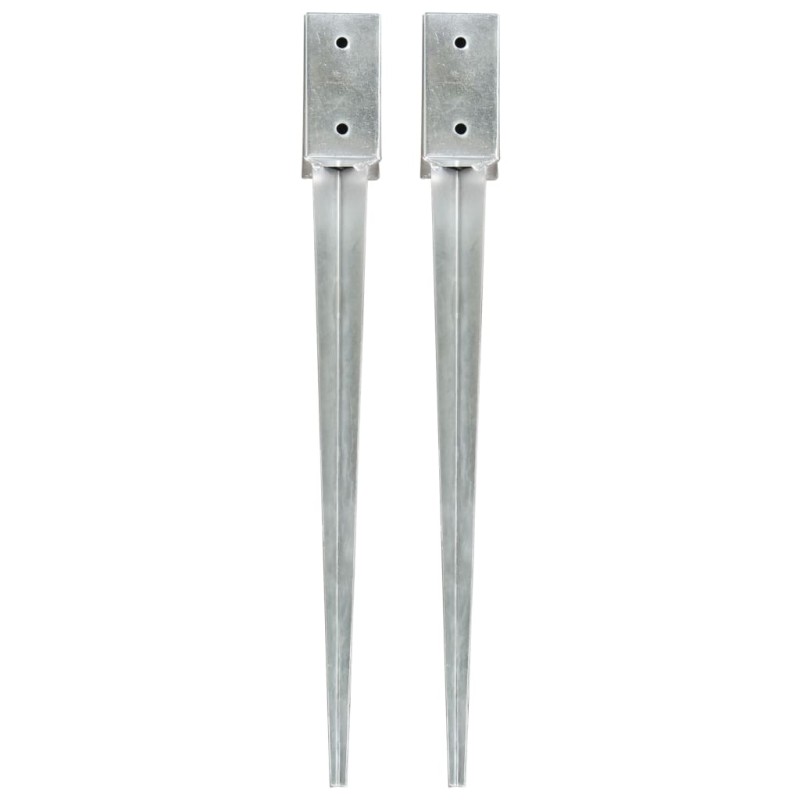 vidaXL Picas de tierra 2 unidades acero galvanizado plateado 7x7x75 cm