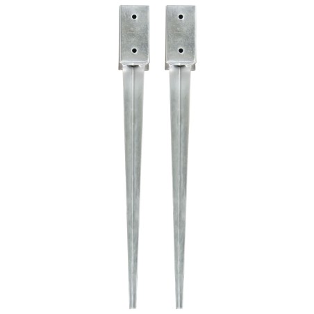 vidaXL Picas de tierra 2 unidades acero galvanizado plateado 7x7x75 cm