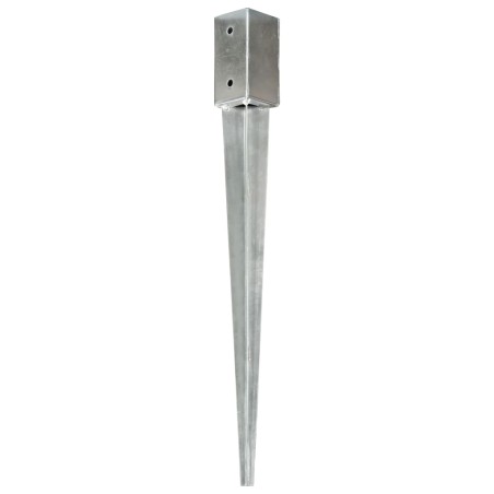 vidaXL Picas de tierra 2 unidades acero galvanizado plateado 7x7x75 cm