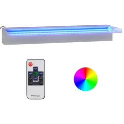 vidaXL Fuente cascada con LED RGB acero inoxidable 60 cm