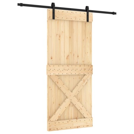 vidaXL Puerta corredera con herrajes madera maciza de pino 90x210 cm