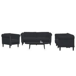 vidaXL Juego de sofás 3 piezas terciopelo negro