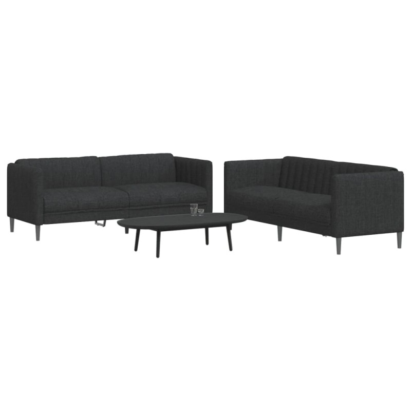 vidaXL Juego de sofás 2 piezas tela negro vidaXL Juego de sofás 2 piezas tela negro