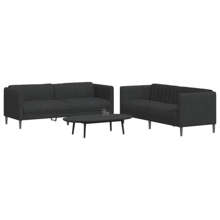 vidaXL Juego de sofás 2 piezas tela negro