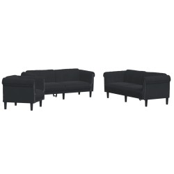 vidaXL Juego de sofás 3 piezas terciopelo negro