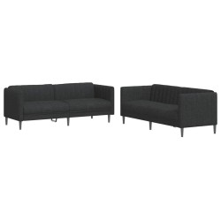 vidaXL Juego de sofás 2 piezas tela negro