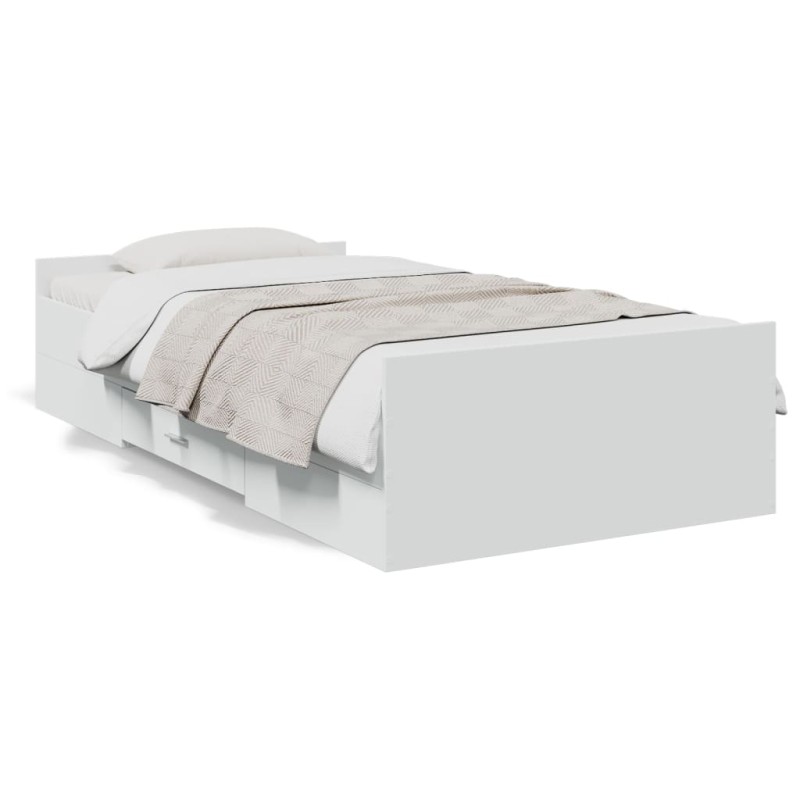 vidaXL Cama con cajones madera de ingeniería blanco 100x200 cm vidaXL Cama con cajones madera de ingeniería blanco 100x200 cm