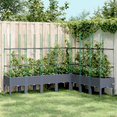 vidaXL Jardinera con enrejado PP gris 200x160x142,5 cm